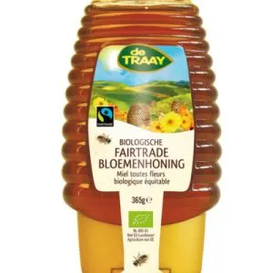De Traay Bloemenhoning Knijpfles Fairtrade Bio (365 gr)