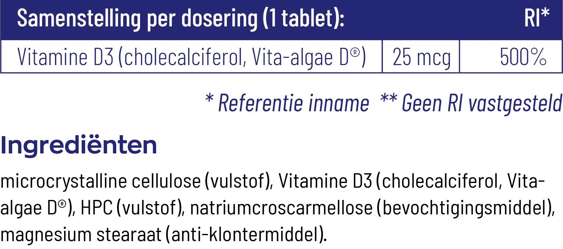 Vitakruid Vitamine D3 Vegan 25 Mcg / 1000 Ie (120 tabletten) - image 3
