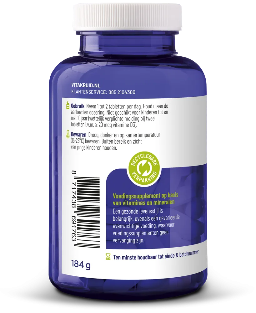 Vitakruid Relaxcomplex Oa Magnesium Tauraat & Vitamine D3 (90 tabletten)