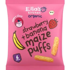 Ella'S Kitchen Maize Puffs Aardbei/Banaan 6+ Maanden Bio (20 gr)