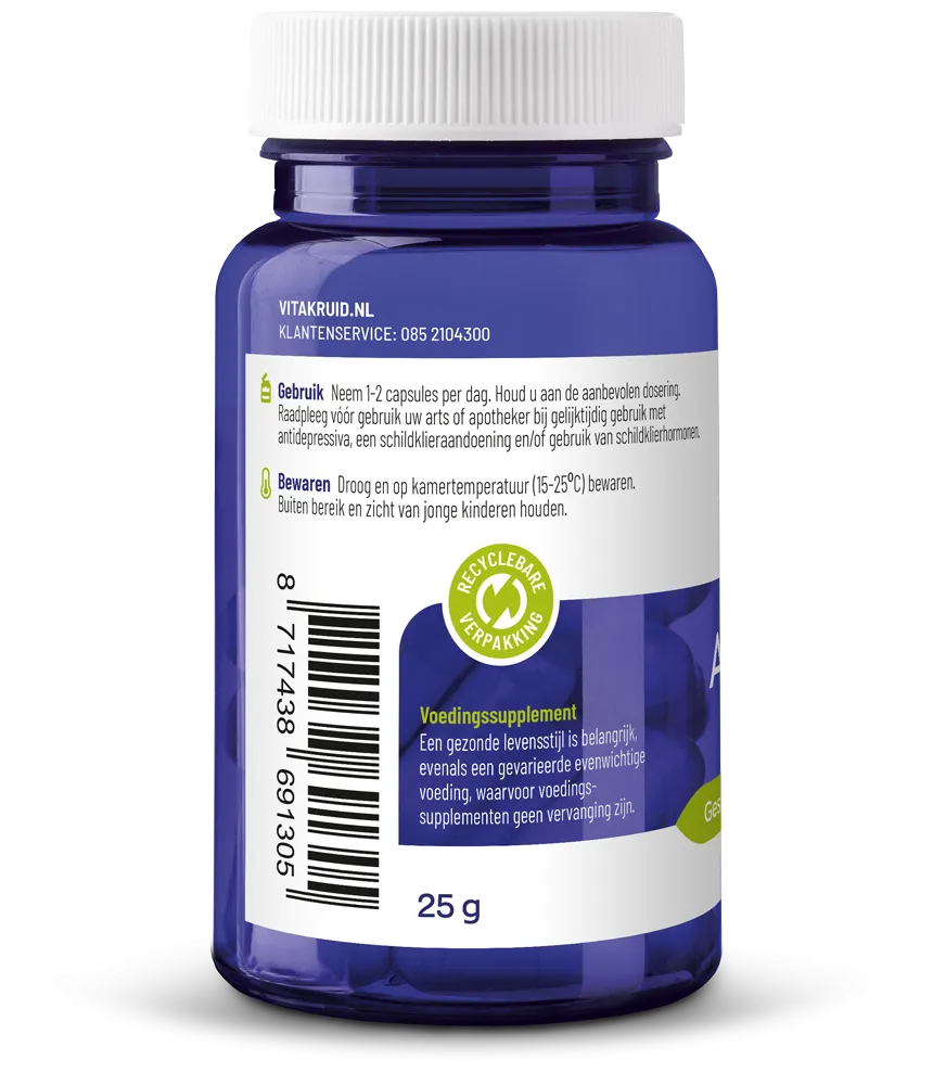 Vitakruid Ashwagandha 5% Withanoliden Ksm-66® & Bioperine® (60 vega capsules)