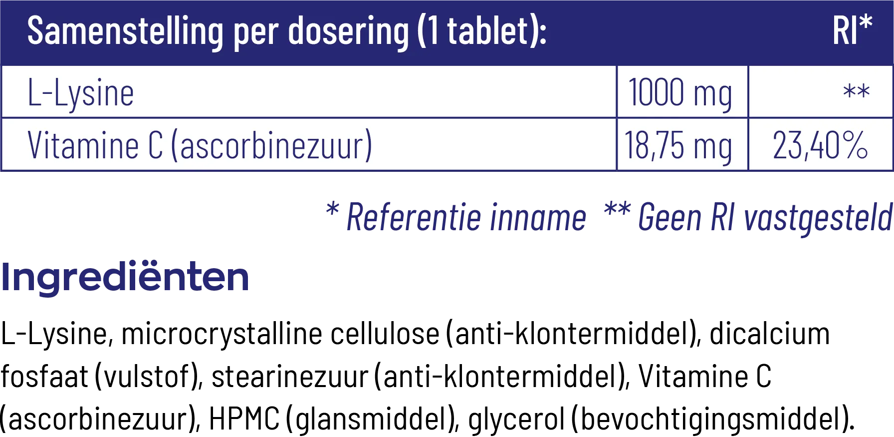Vitakruid L-Lysine 1000Mg Met Vitamine C (90 tabletten) - image 3