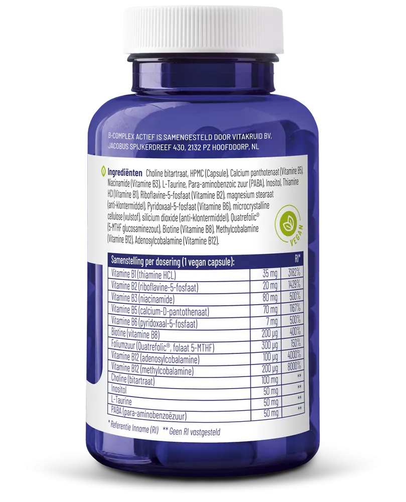 Vitakruid B-Complex Actief Met L-Taurine (90 vega capsules) - image 2