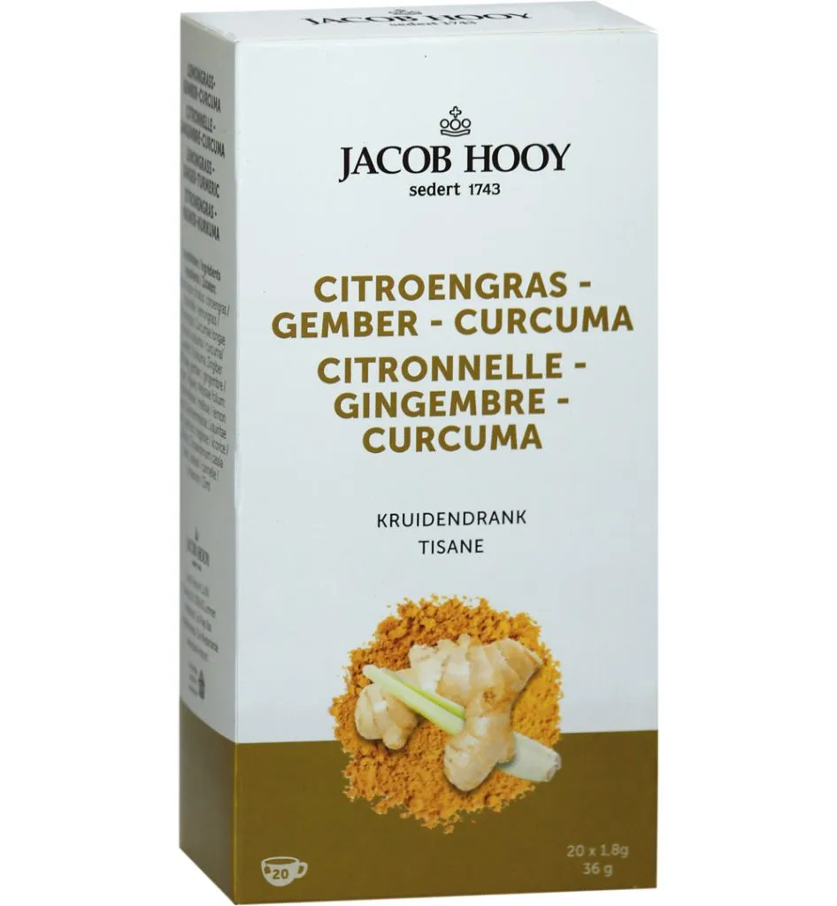 Jacob Hooy Citroengras Gember Curcuma Thee (20 stuks)