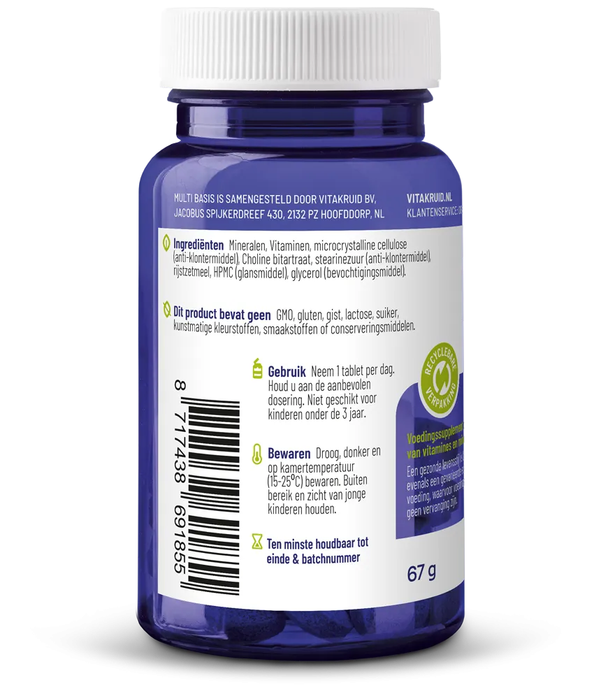 Vitakruid Multi Basis Met Natuurlijke Vormen (30 tabletten)