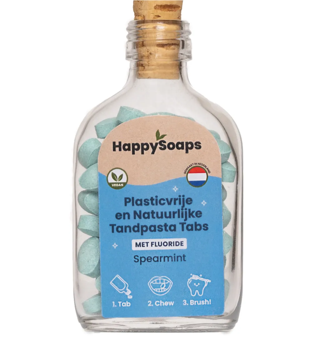 Happysoaps Tandpasta tabs met fluoride (62 tabletten)