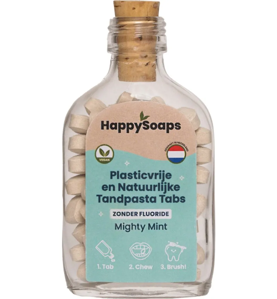 Happysoaps Tandpasta tabs zonder fluoride (62 tabletten)