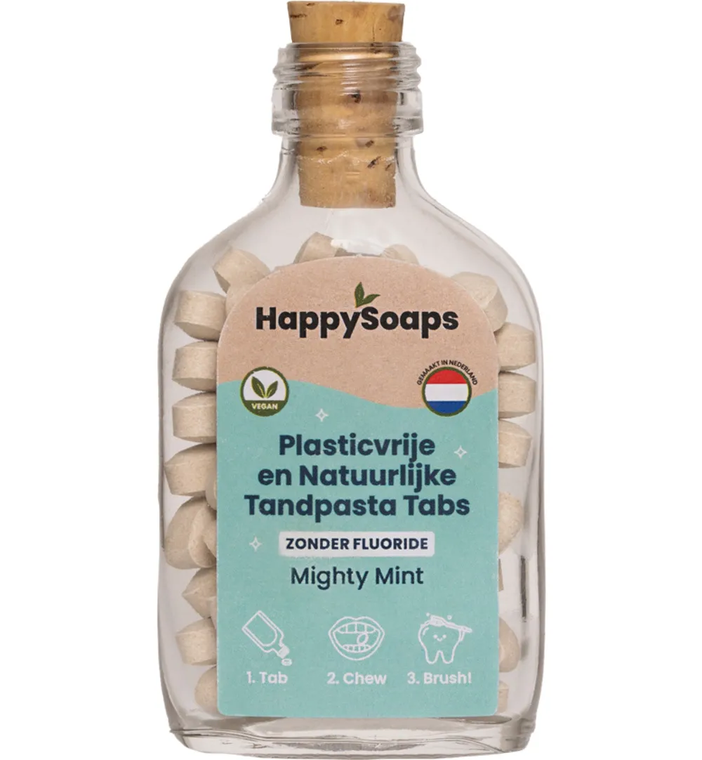 Happysoaps Tandpasta tabs zonder fluoride (62 tabletten)