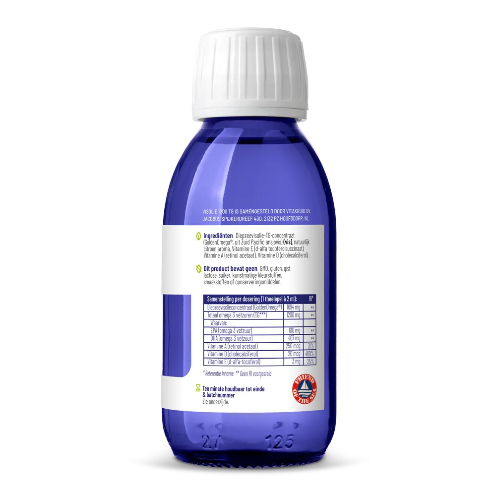 Vitakruid Visolie 1200 Vloeibaar Triglyceriden Met A, D & E (125 ml) - image 2