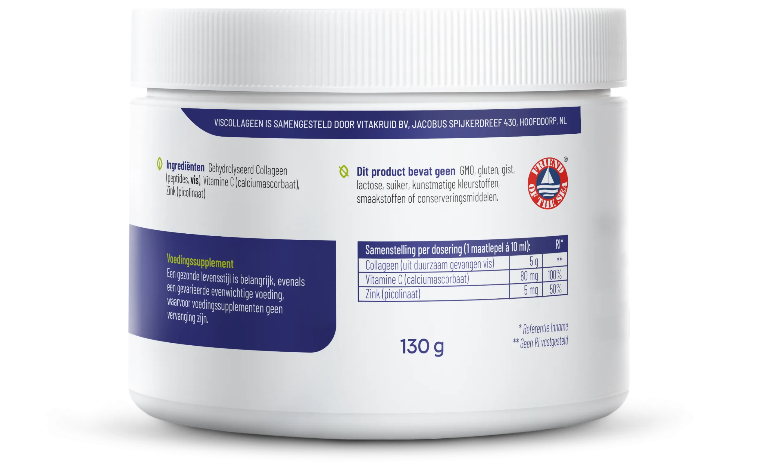 Vitakruid Viscollageen 99% Puur Collageen Vitamine C & Zink (130 gr) - image 2