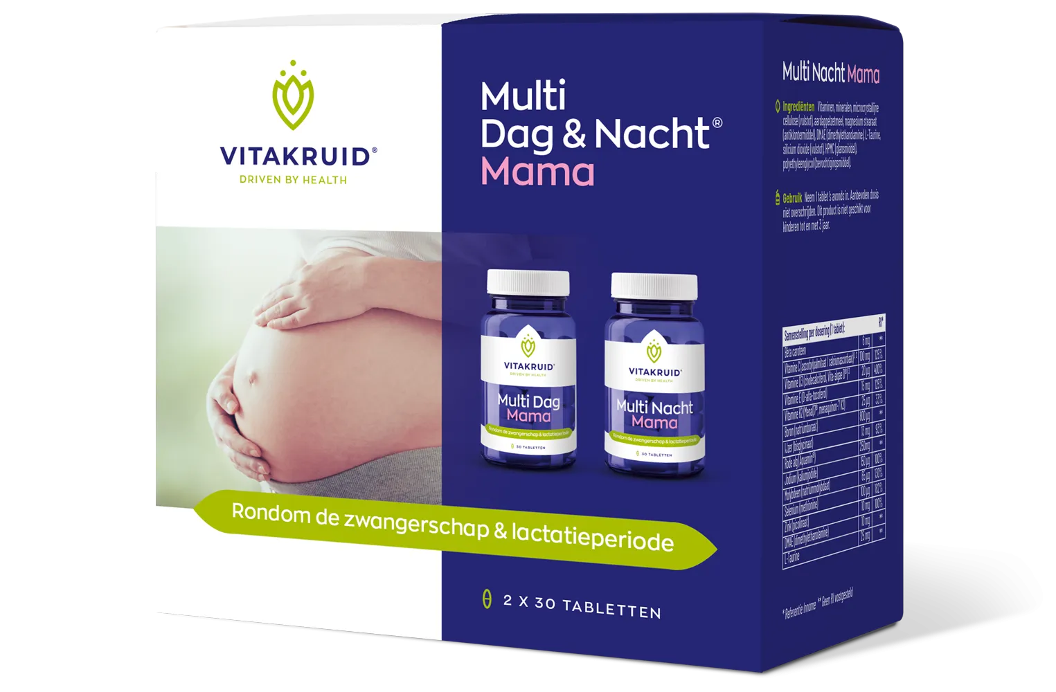 Vitakruid Multi Dag & Nacht Mama 100% Vegan (2 X 30 tabletten)