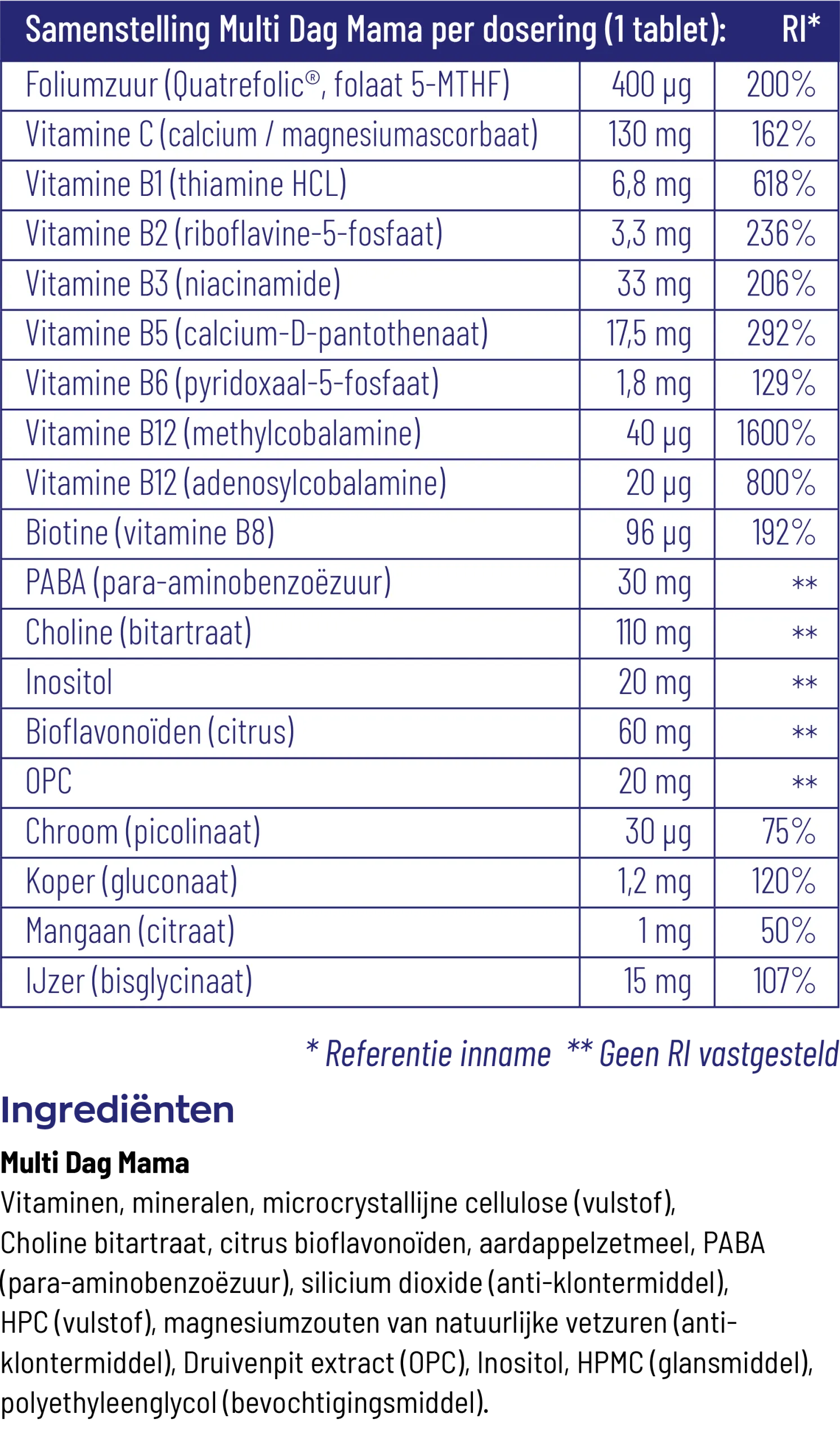 Vitakruid Multi Dag Mama 100% Vegan (30 tabletten)