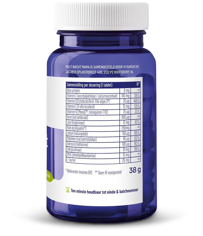 Vitakruid Multi Nacht Mama 100% Vegan (30 tabletten) - image 2