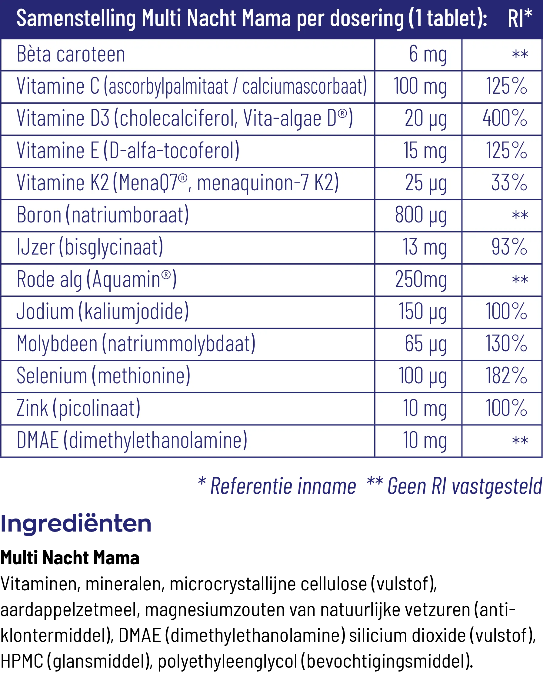 Vitakruid Multi Nacht Mama 100% Vegan (30 tabletten) - image 3