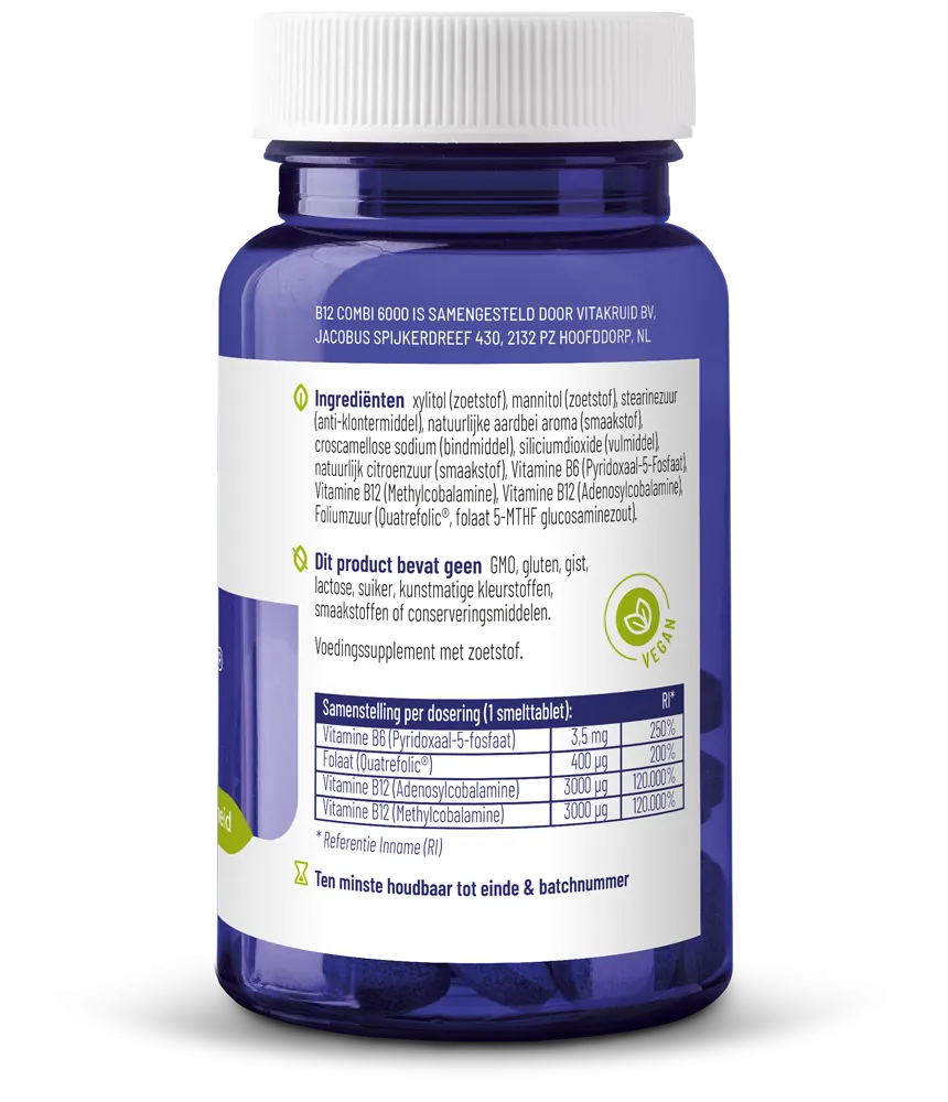Vitakruid B12 Combi 6.000® Met Actief Folaat Vitamine (60 Smelttabletten) - image 2