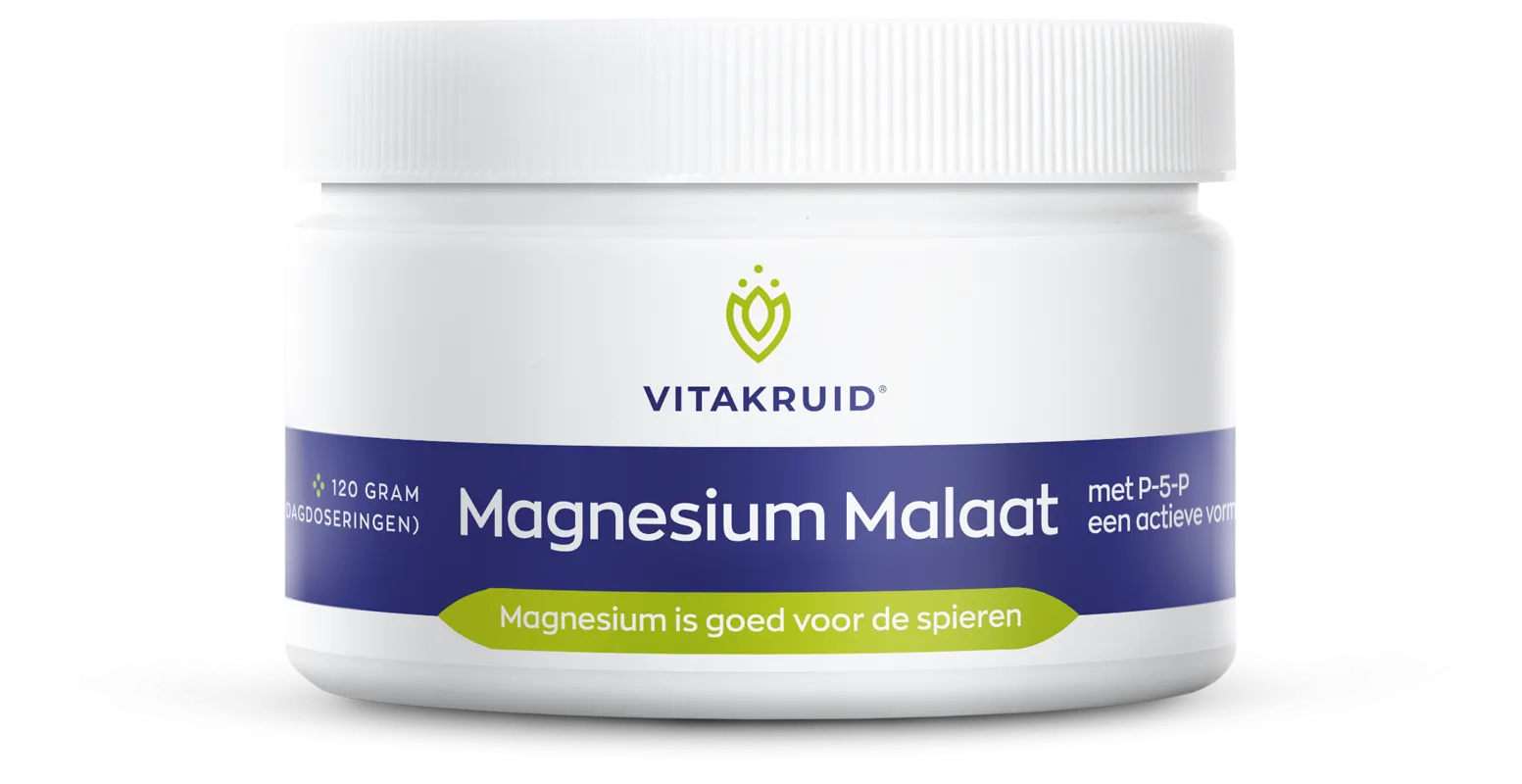 Vitakruid Magnesium Malaat Met Vitamine B6 (P-5-P) (120 gr)