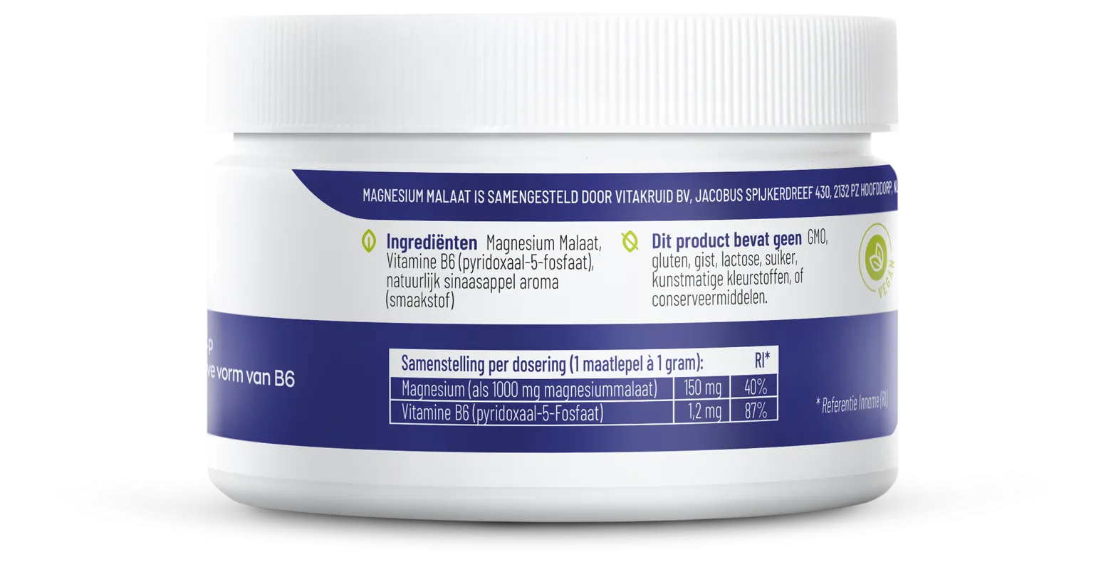 Vitakruid Magnesium Malaat Met Vitamine B6 (P-5-P) (120 gr) - image 2