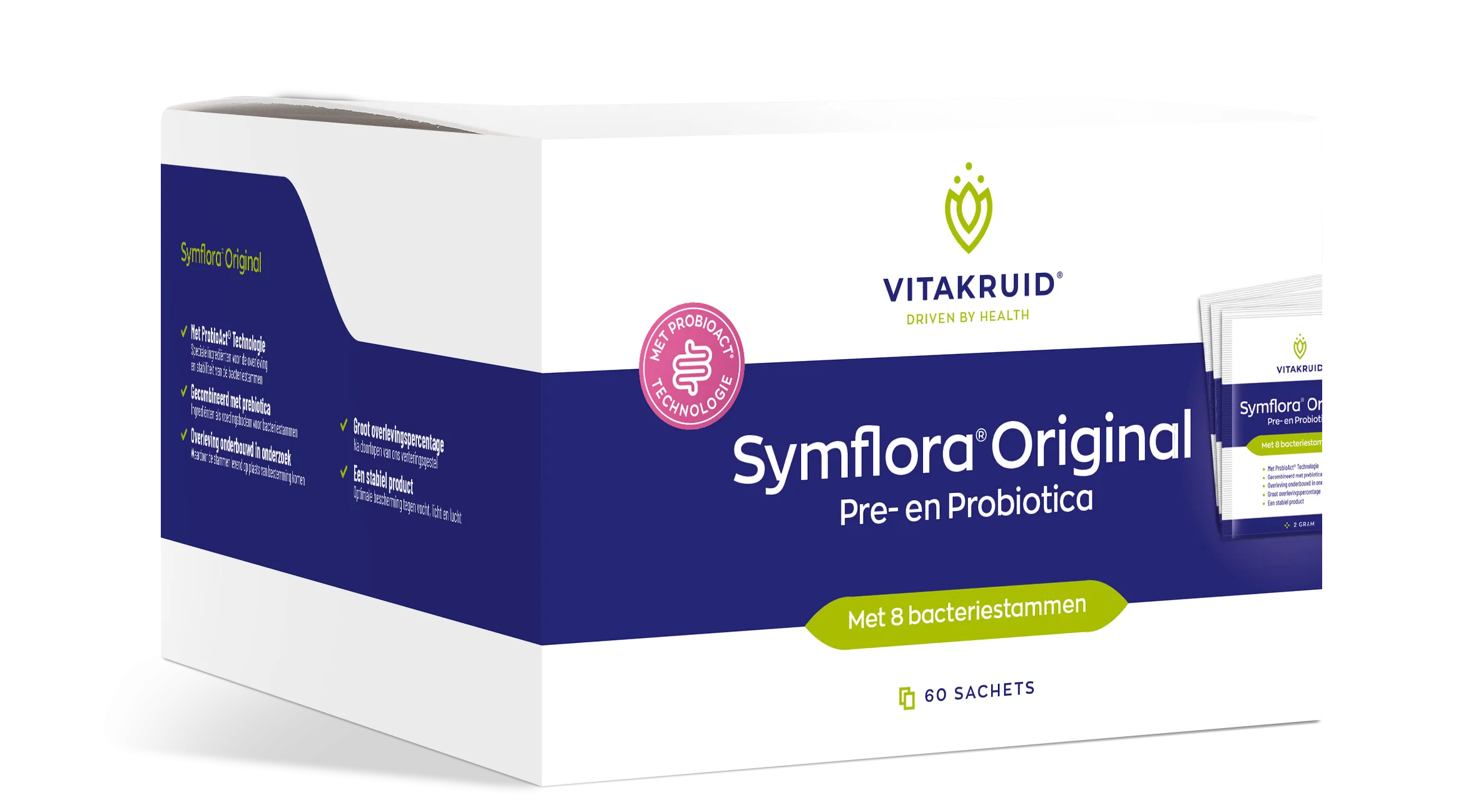 Vitakruid Symflora® Original Pre- En Probiotica 8 Stammen (60 Zakjes)