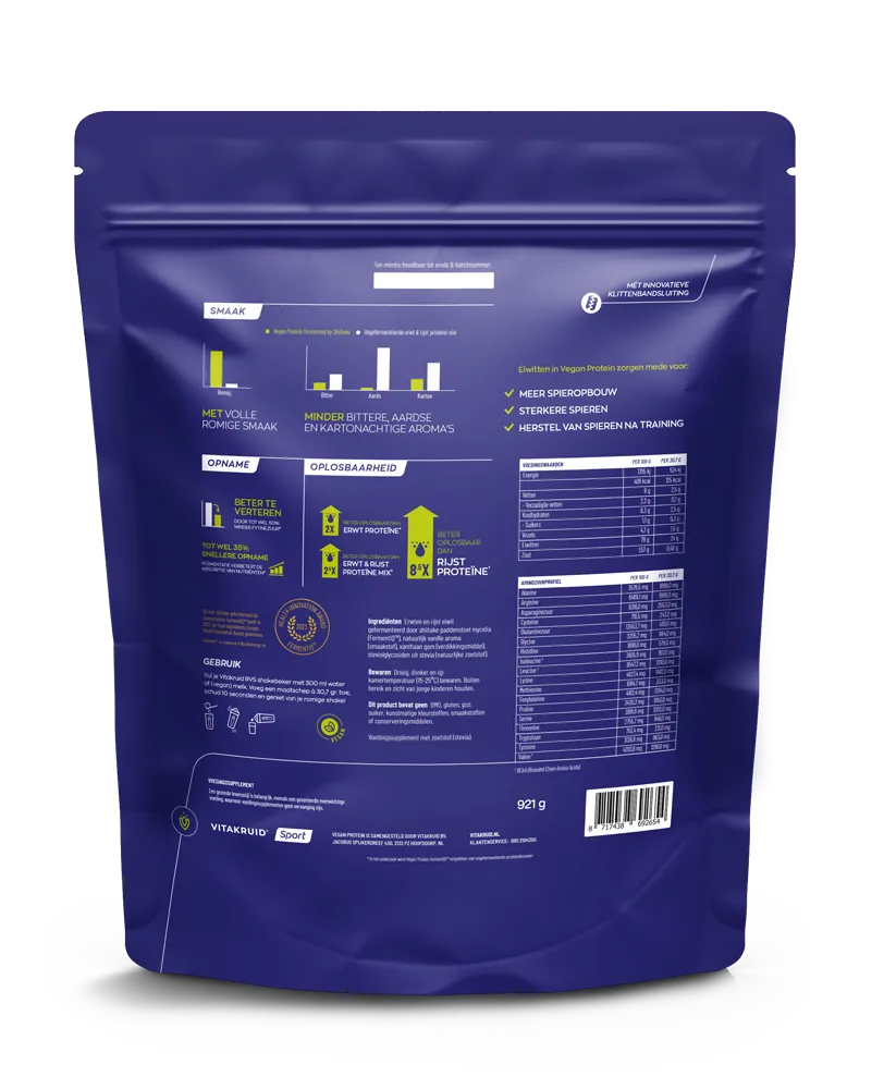 Vitakruid Vegan Protein Fermented By Shiitake - Vanille (921 gr)