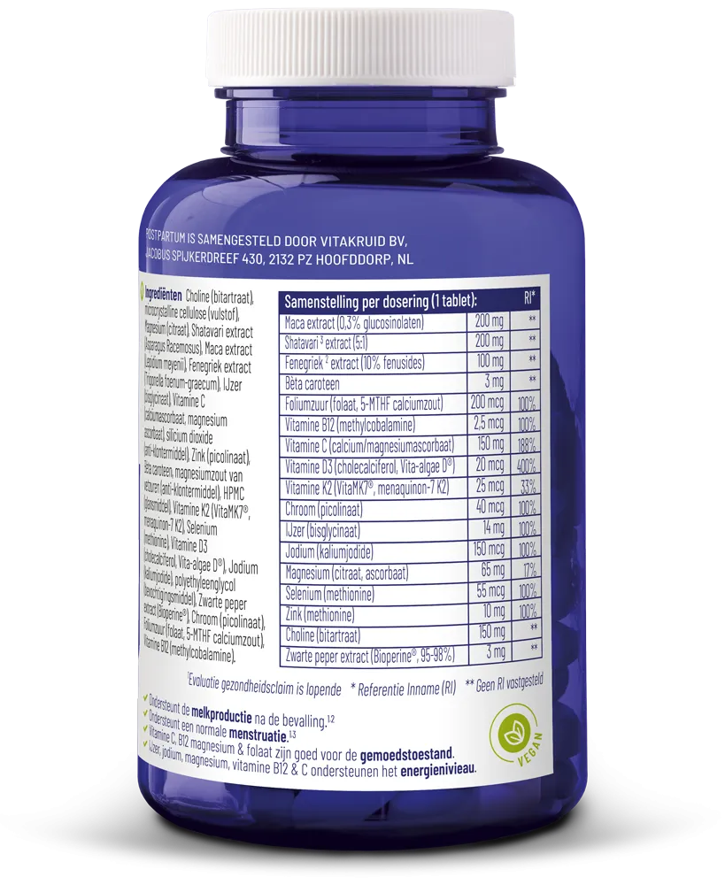 Vitakruid Postpartum Mama Oa Fenegriek, Shatavari & Choline (90 tabletten) - image 2