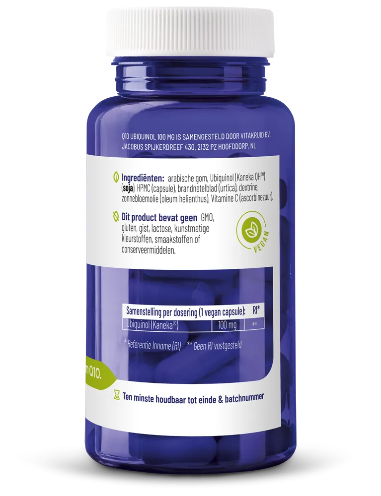 Vitakruid Co-Enzym Q10 Ubiquinol Actieve Vorm Kaneka® 100 Mg (90 vega capsules) - image 2