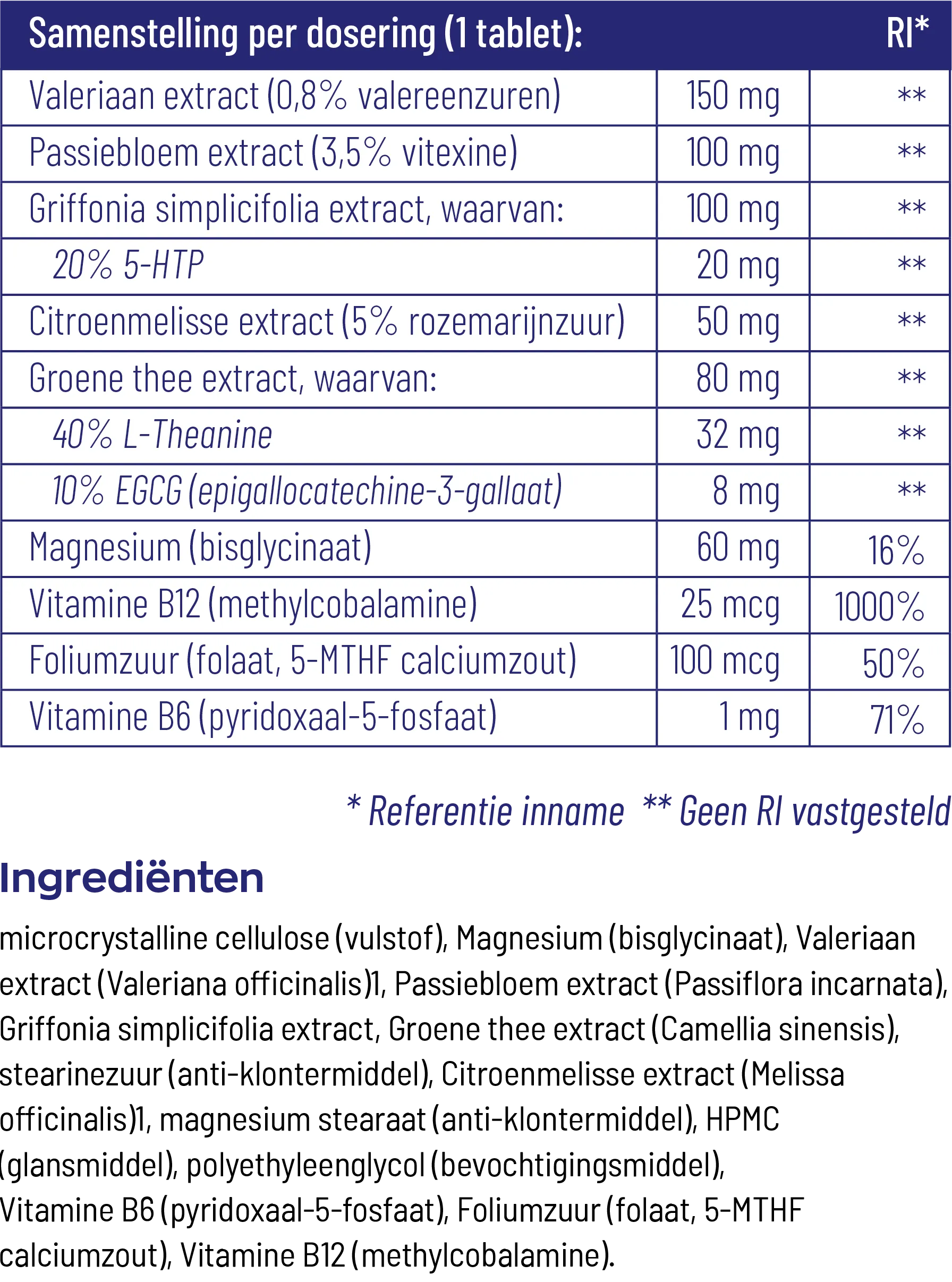 Vitakruid Slaapcomplex Oa Valeriaan Magnesium Bisglycinaat (90 Tabletten) - image 3