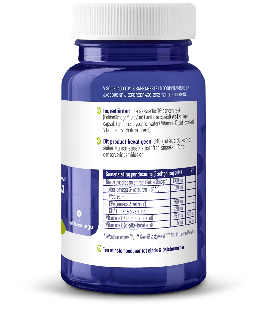 Vitakruid Visolie 1400 Tg® Triglyceriden Met D3 (30 softgels) - image 2