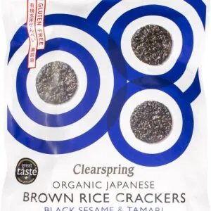 Clearspring Bruine-Rijstcrackers Black Sesame & Tamari (40 gr)