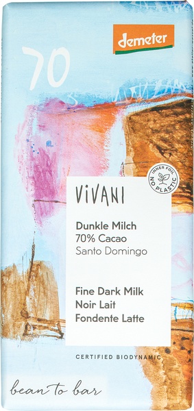 Vivani Chocolate-Bar Dark Milk 70% Cacao (90 gr)