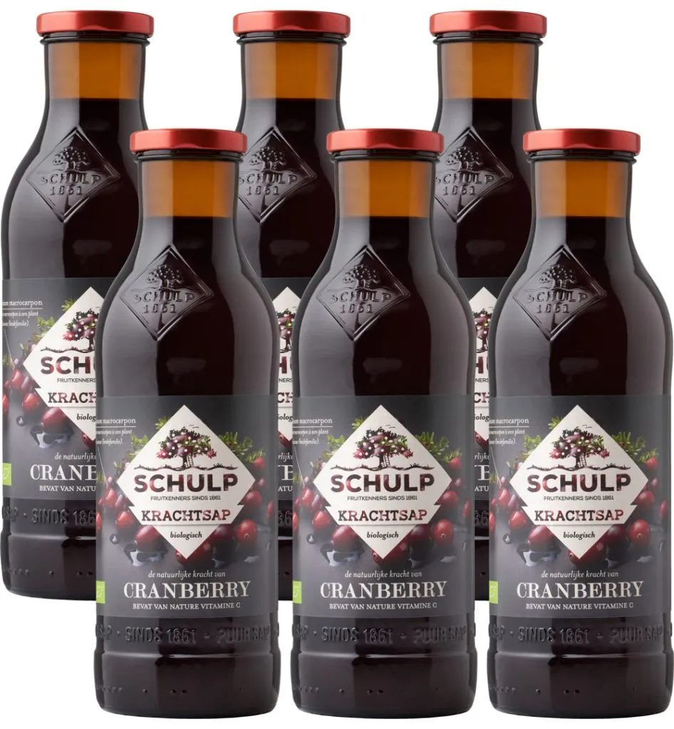 Schulp Krachtsap Cranberry Puur Bio 6 Pack (6 x 750 ml)