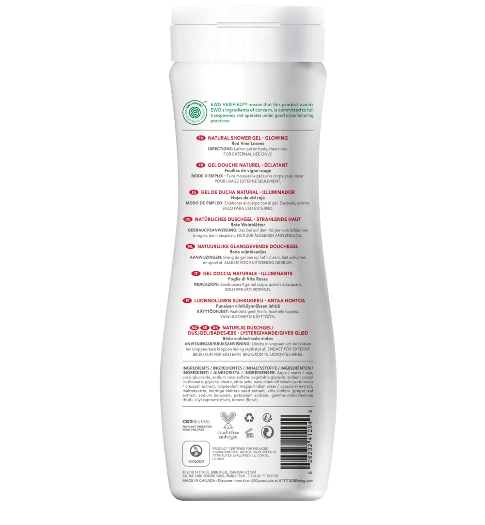 Attitude Super Leaves Body Wash Glanzend (473 ml)