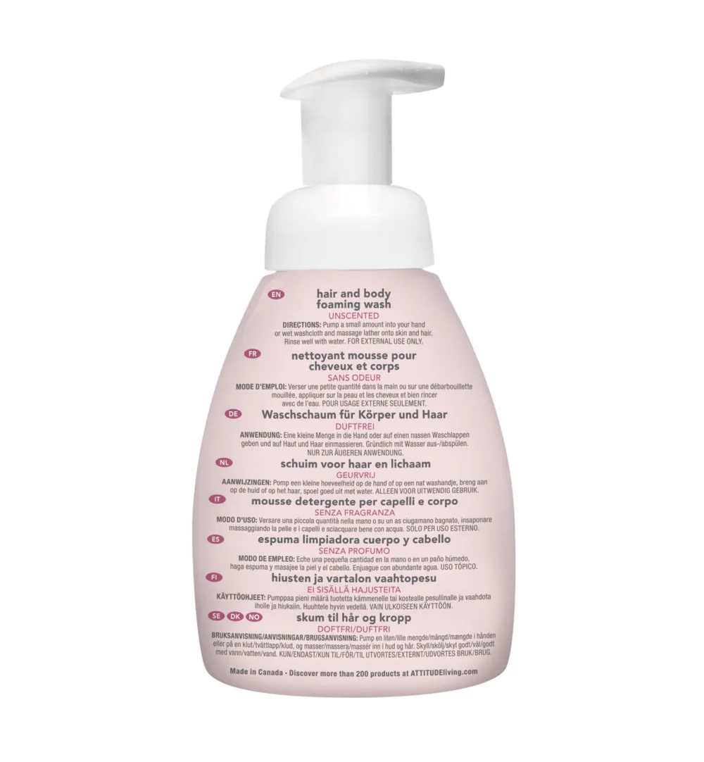 Attitude Baby Leaves 2In1 Schuimende Haar&Body Zeep Parfum Vrij (295 ml)