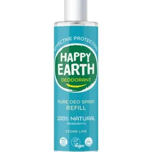 Happy Earth Pure deodorant spray ceder lime refill (300 ml)