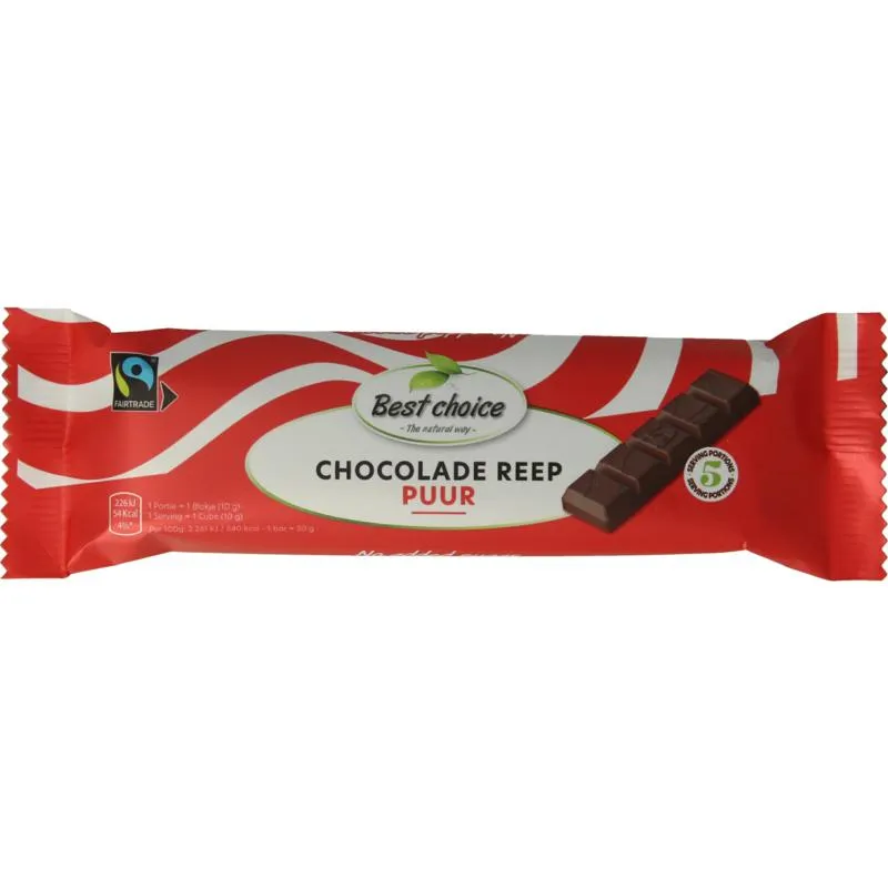 Bountiful Chocolade Reep Puur Zonder Toegevoegde Suiker (50 gr)