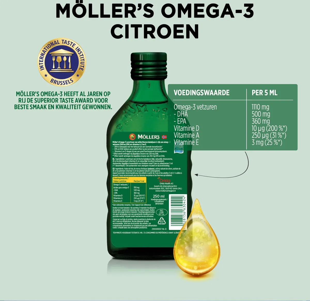 3x Mollers Omega-3 Levertraan Citroen (250 ml) - image 2