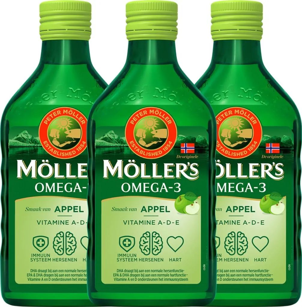3x Mollers Omega-3 Levertraan Appel (250 ml)