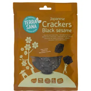 Terrasana Japanse Bruine Rijstcrackers Zwarte Sesam Bio (60 gr)