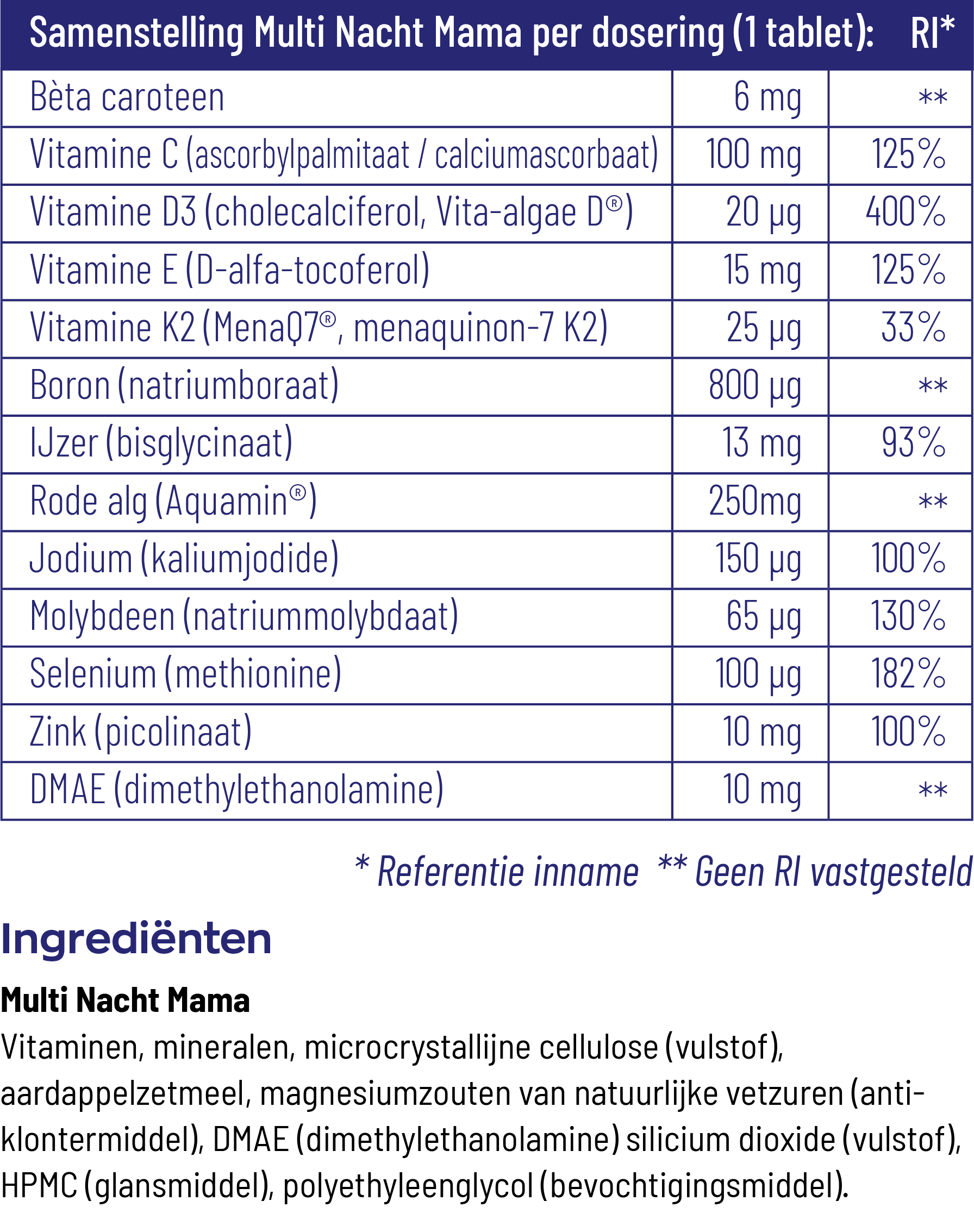 Vitakruid Multi Dag & Nacht Mama 100% Vegan (2 X 90 tabletten) - image 2