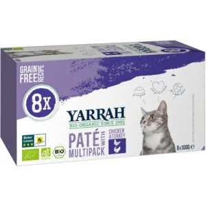 Yarrah Multipack Kat Met Pate Kip En Kalkoen Bio (8 X 100 gr)