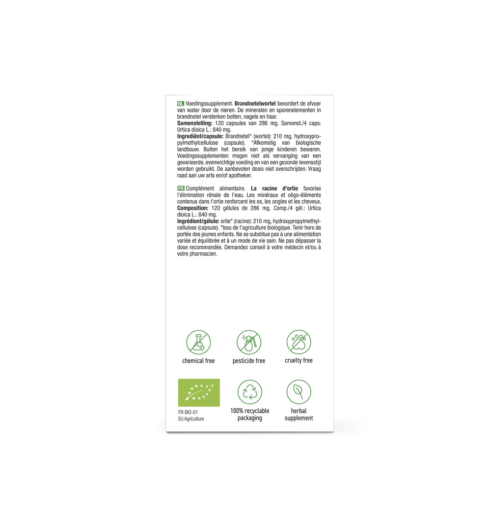 Purasana Brandnetelwortel/Ortie Racine Vegan Bio (120 vega capsules) - image 2