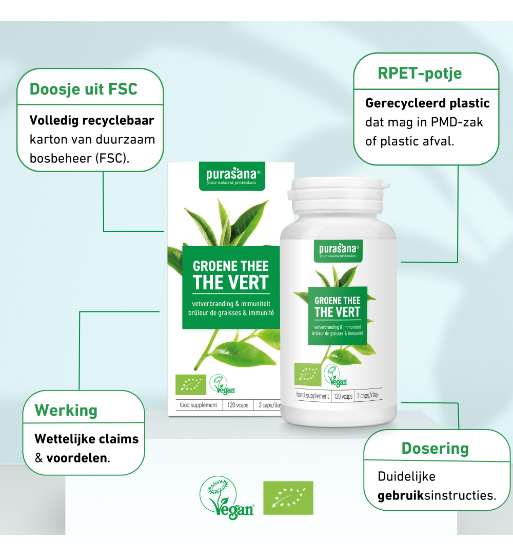 Purasanagroene Thee Extract - Vegan Bio (120 vega capsules) - image 4