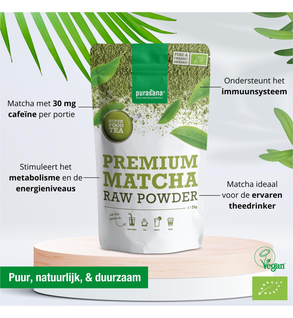 Purasana Matcha Premium Poeder Vegan Bio (75 gr) - image 2