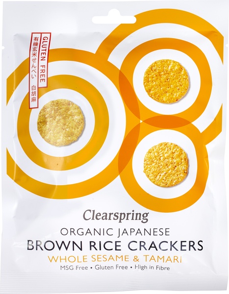 Clearspring Bruine-Rijstcrackers Whole Sesame & Tamari (40 gr)