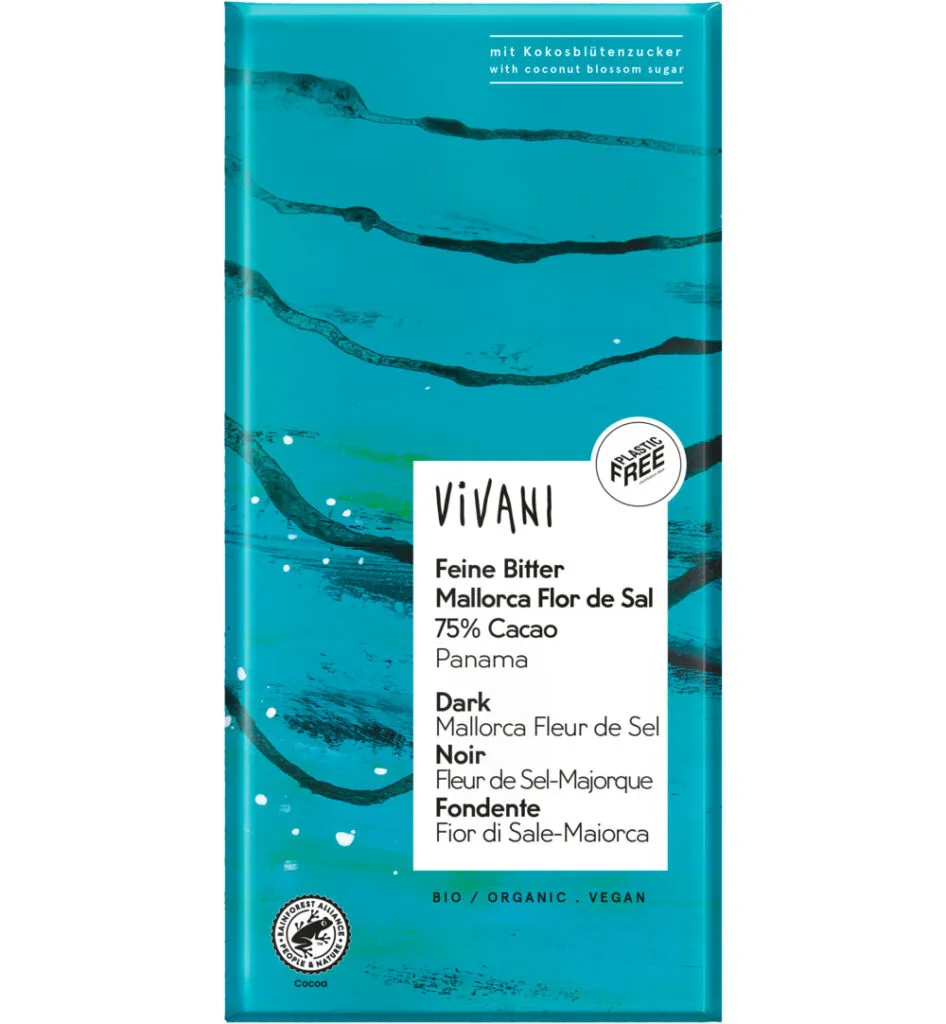 Vivani Dark 75% Panama cocoa Mallorca fleur de sel bio (80 gr)