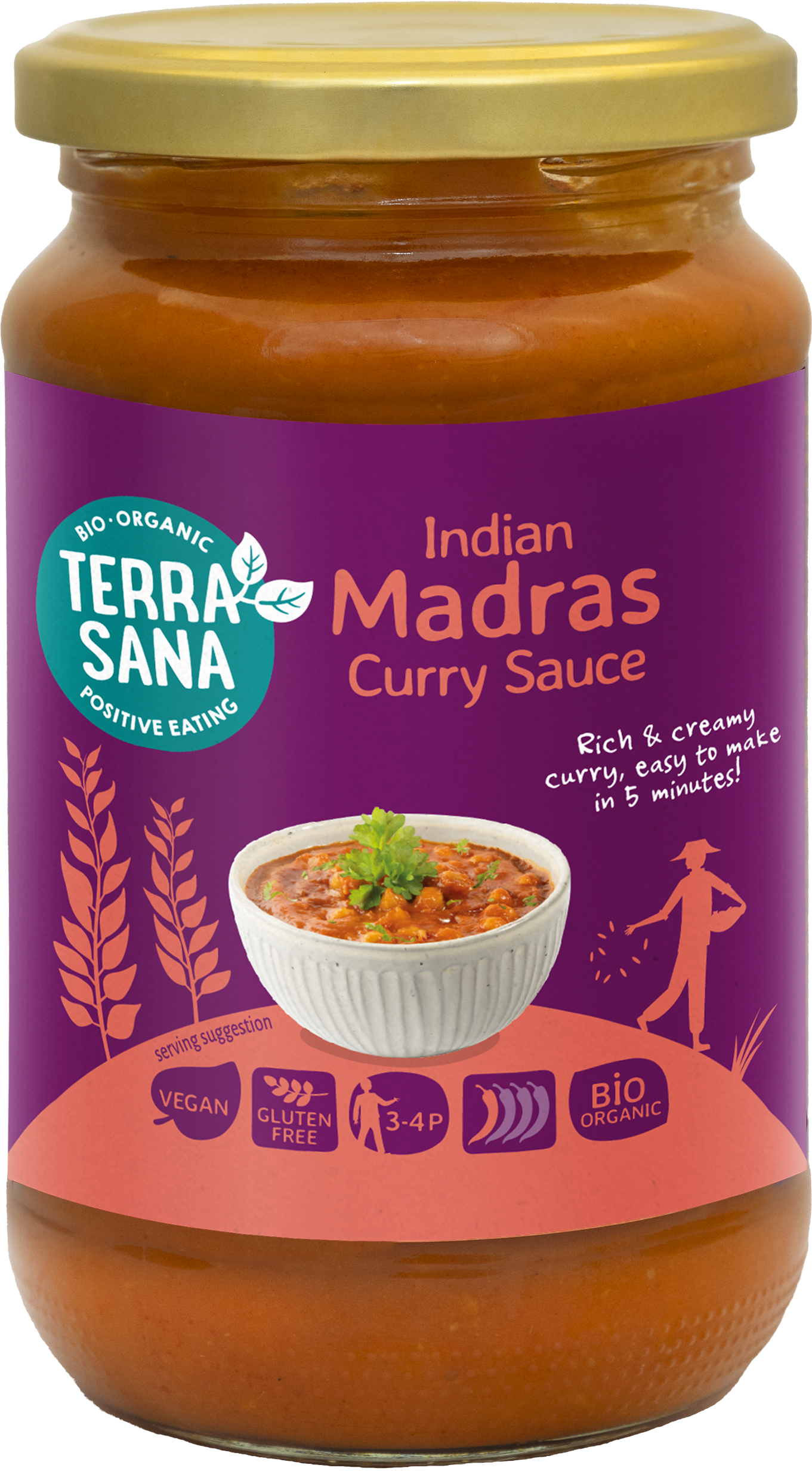 Terrasana Indiase Madras Currysaus (350 gr)