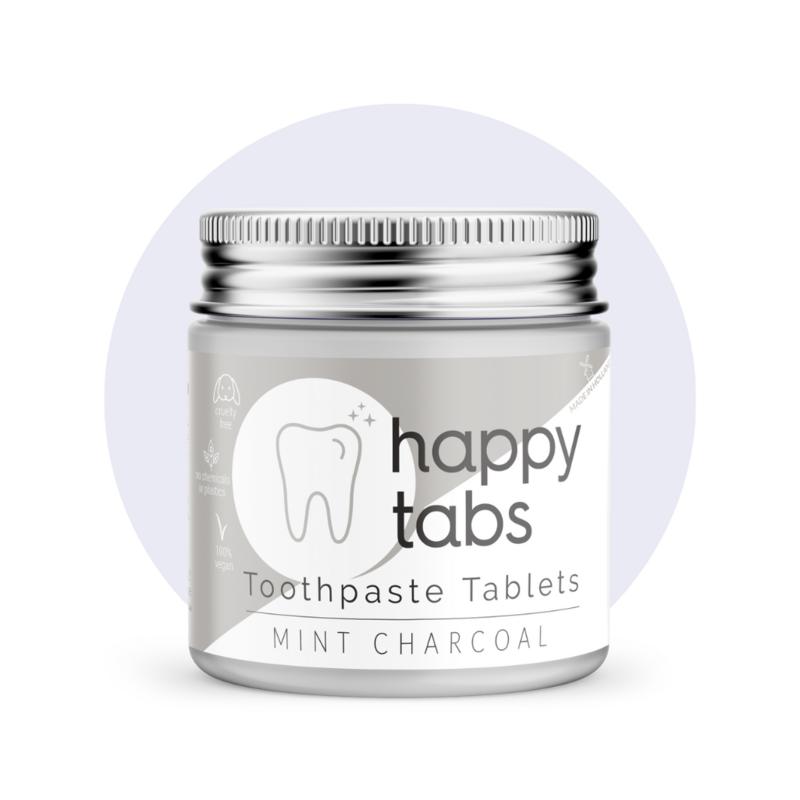 Happy Tabs Tandpasta mint charc oal fluoridevrij (80 tabletten)