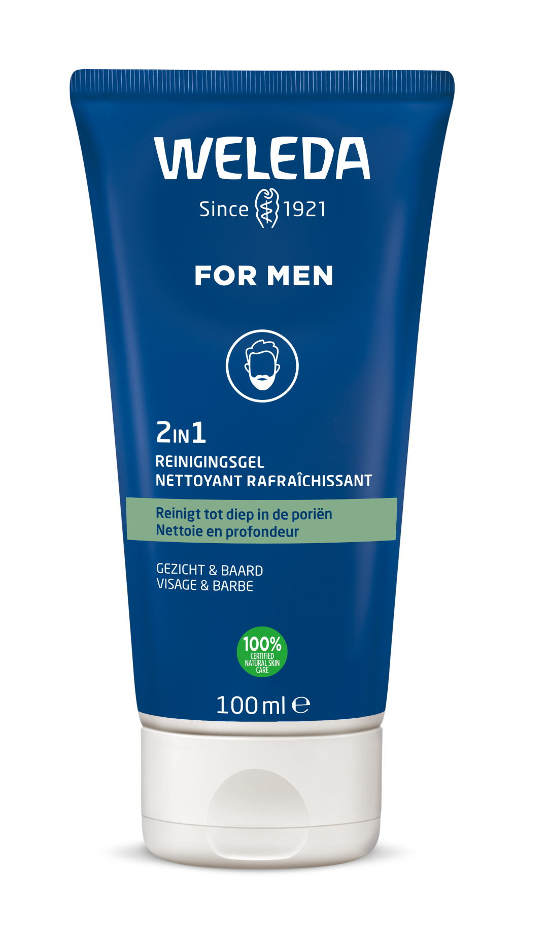 WELEDA Men 2 in1 reinigingsgel gezicht en baard (100 ml)