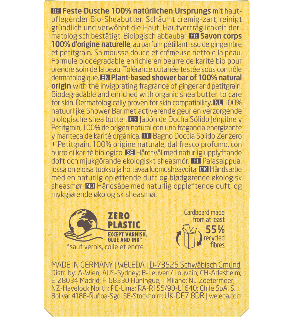 WELEDA Shower bar ginger + pititgrain (75 gr)