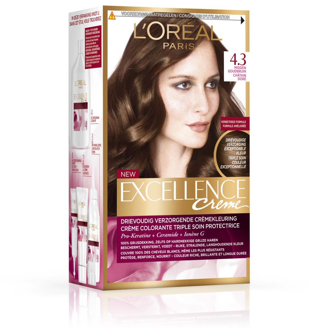 L'Oréal Excellence 4.3 Midden Goudbruin (1 set)