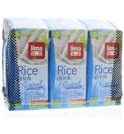 Lima Rice Drink Original Pakjes 200Ml Bio (3 stuks)